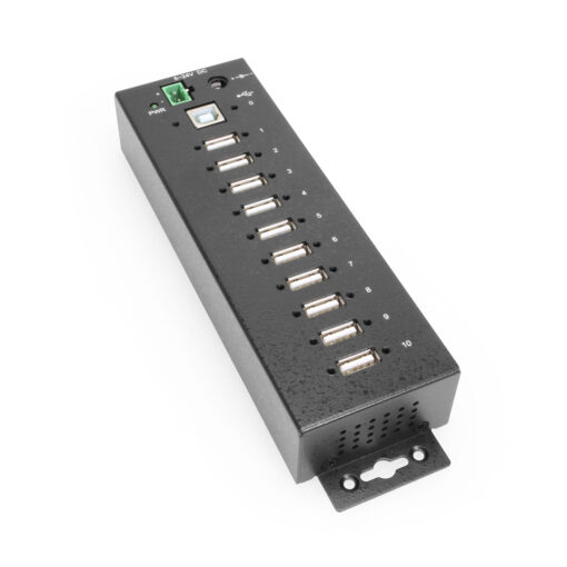 10 Port USB 2.0 Hub w/ ESD Surge Protection Screw Locking Ports