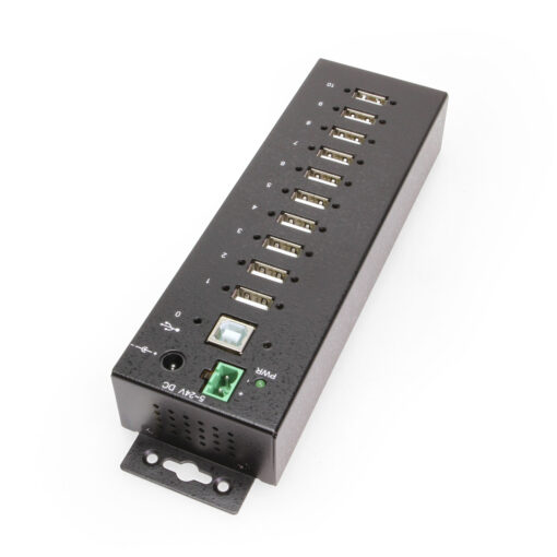 10 Port USB 2.0 Hub w/ ESD Surge Protection Screw Locking Ports