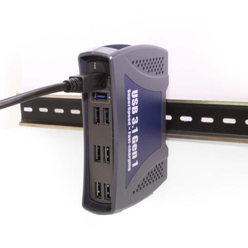 9 Port USB 3.2 Gen 1 Hub w/ Integrated DIN-Rail Clip