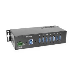 USB 3.0 7-Port Industrial Hub w/Din-Rail Mount & Power Supply