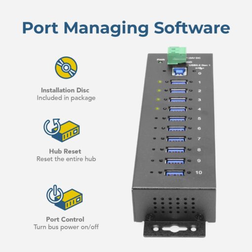 10 Port Managed USB 3.2 Gen 1 Hub w/ 15KV ESD Surge Protection - Image 5