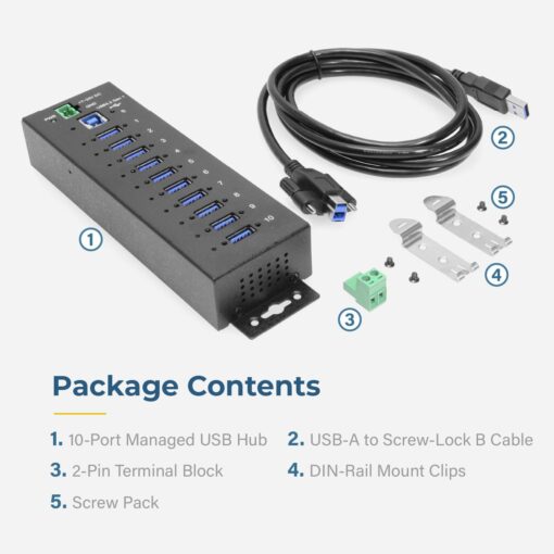 10 Port Managed USB 3.2 Gen 1 Hub w/ 15KV ESD Surge Protection - Image 7