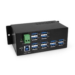 12 Port USB 3.2 Gen 1 Hub w/ ESD Surge Protection & DIN Rail Mounting Kit