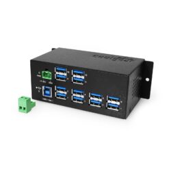 12 Port USB 3.2 Gen 1 Hub w/ ESD Surge Protection & DIN Rail Mounting Kit
