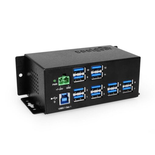12 Port USB 3.2 Gen 1 Hub w/ ESD Surge Protection & DIN Rail Mounting Kit - Image 4