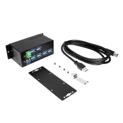 12 Port USB 3.2 Gen 1 Hub w/ ESD Surge Protection & DIN Rail Mounting Kit - Image 7