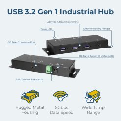 Alternative view of 4 Port USB 3.2 Gen 1 Type-C Power Delivery Hub w/ ESD Surge Protection & USB-C Upstream