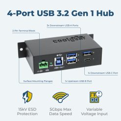 4 Port USB 3.2 Gen 1 Type-C Hub w/ ESD Surge Protection - Image 3
