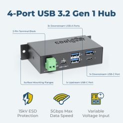 4 Port USB 3.2 Gen 1 Type-C Hub w/ ESD Surge Protection & Type-C Upstream - Image 3