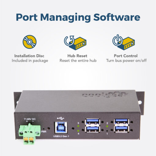 4 Port Managed USB 3.2 Gen 1 Hub w/ 15KV ESD Surge Protection - Image 4