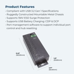 7 Port Managed USB-C 3.2 Gen 1 Hub w/ 15KV ESD Surge Protection - Image 7