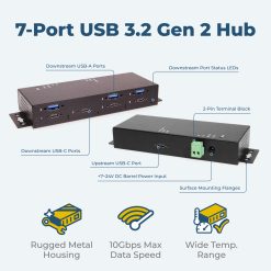 Alternative view of 7 Port USB 3.2 Gen 2 Type-C Hub w/ ESD Surge Protection