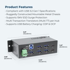 7 Port USB 3.2 Gen 1 Type-C Hub w/ ESD Surge Protection - Image 7
