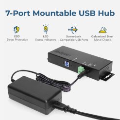 7 Port USB 3.2 Gen 1 Metal Hub w/ 15KV ESD Surge Protection & Port Status LEDs - Image 3