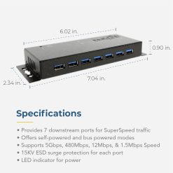 7 Port USB 3.2 Gen 1 Hub w/ Surge Protection - Image 4