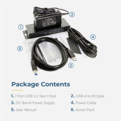 7 Port USB 3.2 Gen 1 Hub w/ Surge Protection - Image 5