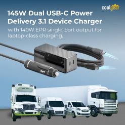 Alternative view of 145W Dual USB-C PD 3.1 Vehicle Charger with Mountable Flanges