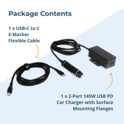 145W Dual USB-C PD 3.1 Vehicle Charger with Mountable Flanges - Image 7