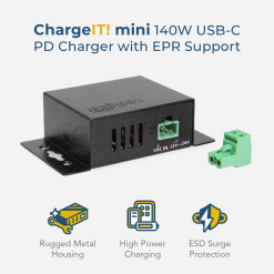 Alternative view of ChargeIt! Mini 140W USB-C PD 3.1 Surface Mount Charger – EPR Full Speed Charging