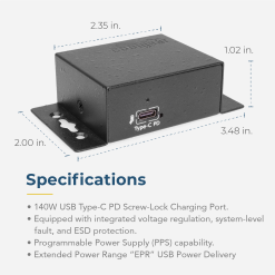 ChargeIt! Mini 140W USB-C PD 3.1 Surface Mount Charger – EPR Full Speed Charging - Image 5