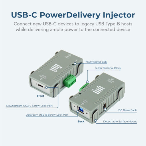 Power Delivery Injector USB Type-C PD 2.0 Gen 1 & Gen 2 Super Speed USB 3.2 Gen 1 B Host to USB 3.2 Gen 1 PD Device - Image 3