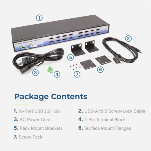 16 Port USB 2.0 Rack-Mountable Hub w/ Internal Power Supply, ESD Surge Protection, & Port Status LEDs - Image 6