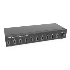 10 Port USB 2.0 Industrial High Power 2.4A Charging Hub w/ ESD Surge Protection & Port Status LEDs