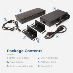 20 Port USB 2.0 Industrial High Power 2.4A Charging Hub w/ ESD Surge Protection & Port Status LEDs - Image 7