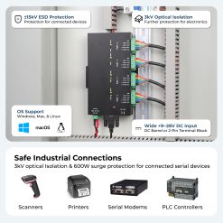 Alternative view of 4-Port Industrial USB 2.0 to RS-232 / 422 / 485 Serial TB Adapter w/ Optical Isolation & Surge Protection