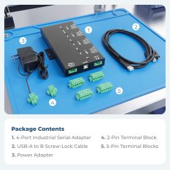4-Port Industrial USB 2.0 to RS-232 / 422 / 485 Serial TB Adapter w/ Optical Isolation & Surge Protection - Image 5