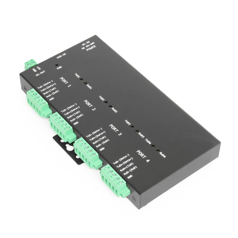 4-Port Industrial USB 2.0 to RS-232 / 422 / 485 Serial TB Adapter w/ Optical Isolation & Surge Protection