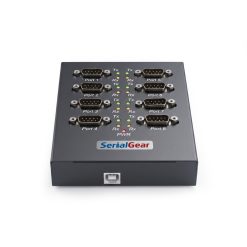 Alternative view of 8-Port USB 2.0 to RS-232 DB-9 Industrial Serial Adapter w/ FTDI Chipset & 15kV ESD Surge Protection