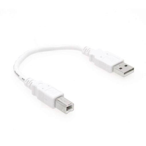 USB Cable A to B 8-inch High-Speed USB 2.0 Device Cable White - Image 2