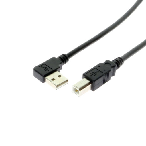 3ft. USB Cable A Left Angle to B High-Speed USB 2.0 Device Cable Black - Image 2