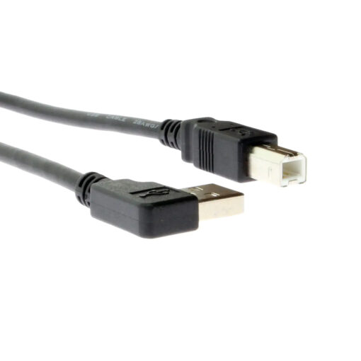 3ft. USB Cable A Left Angle to B High-Speed USB 2.0 Device Cable Black - Image 3