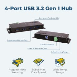 Alternative view of 4 Port USB 3.2 Gen 1 Workstation Hub w/ ESD Surge Protection & Port Status LEDs