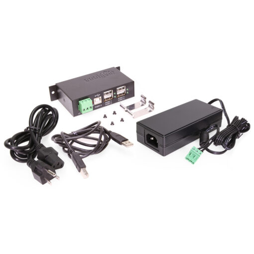 Industrial 4 Port USB 2.0 Powered Hub with Power Adapter for PC-MAC - Image 4