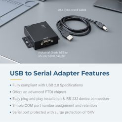 Single Port High-Speed USB 2.0 to Serial RS-232 Industrial Adapter w/ FTDI Chipset - Image 6
