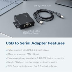 Single Port RS-232 USB to Serial Adapter w/ Optical Isolation & Surge Protection - Image 7