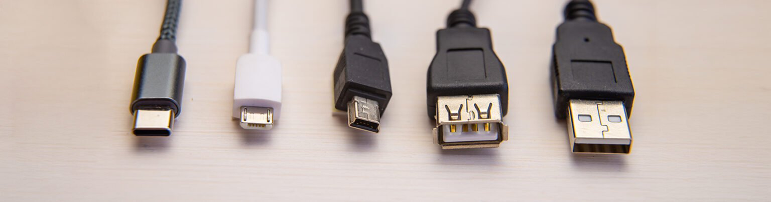 Banner displaying multiple USB connector types.