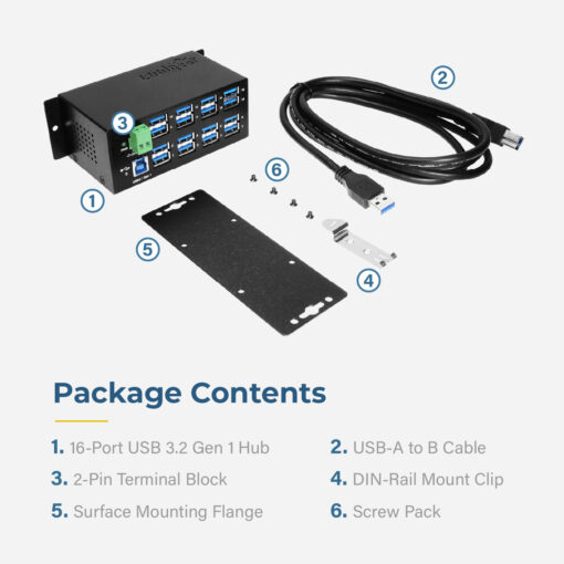 16 Port USB 3.2 Gen 1 Hub w/ ESD Surge Protection - Image 7