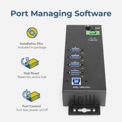 4 Port Managed USB 3.2 Gen 1 Hub w/ 15kV ESD Surge Protection & Vertical Port Orientation - Image 5