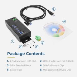 4 Port Managed USB 3.2 Gen 1 Hub w/ 15kV ESD Surge Protection & Vertical Port Orientation - Image 6