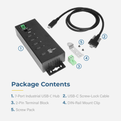 4 Port USB 3.2 Gen 1 Type-C Hub w/ ESD Surge Protection & Screw Locking Ports - Image 5
