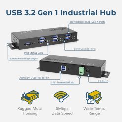 Alternative view of 7 Port Managed USB 3.2 Gen 1 Workstation Hub w/ 15KV ESD Surge Protection