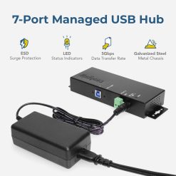 7 Port Managed USB 3.2 Gen 1 Workstation Hub w/ 15KV ESD Surge Protection - Image 3