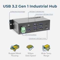 Alternative view of 7 Port USB 3.2 Gen 1 Type-C Hub w/ ESD Surge Protection & USB-C Upstream