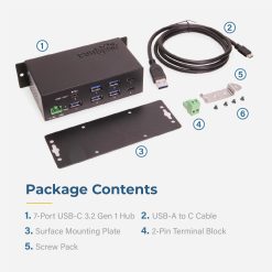 7 Port USB 3.2 Gen 1 Type-C Hub w/ ESD Surge Protection & USB-C Upstream - Image 5