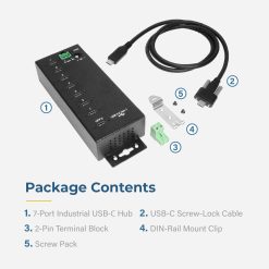 7 Port USB 3.2 Gen 1 Type-C Hub w/ ESD Surge Protection & Screw Locking Ports - Image 5