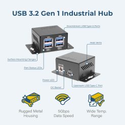 Alternative view of 4 Port USB 3.2 Gen 1 Micro Powered Hub w/ ESD Surge Protection & Power Adapter
